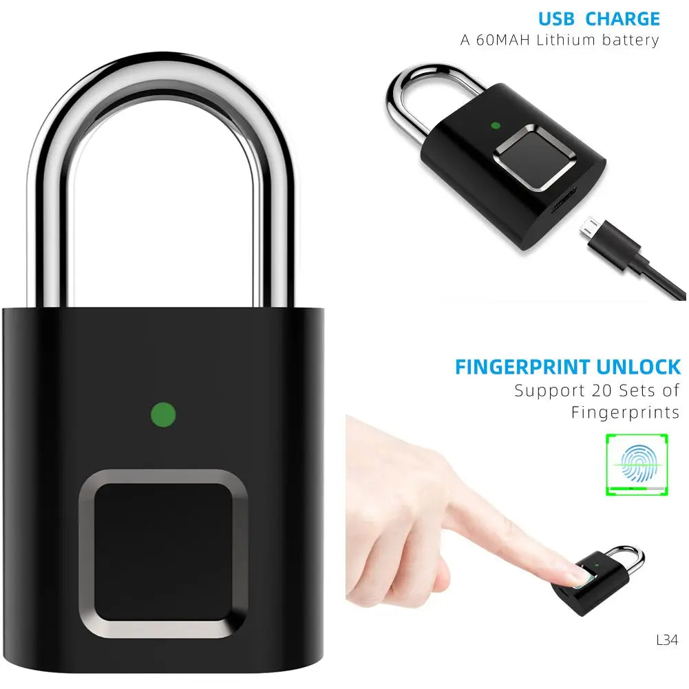 Keyless Fingerprint Lock with Smart Padlock Waterproof Door Lock