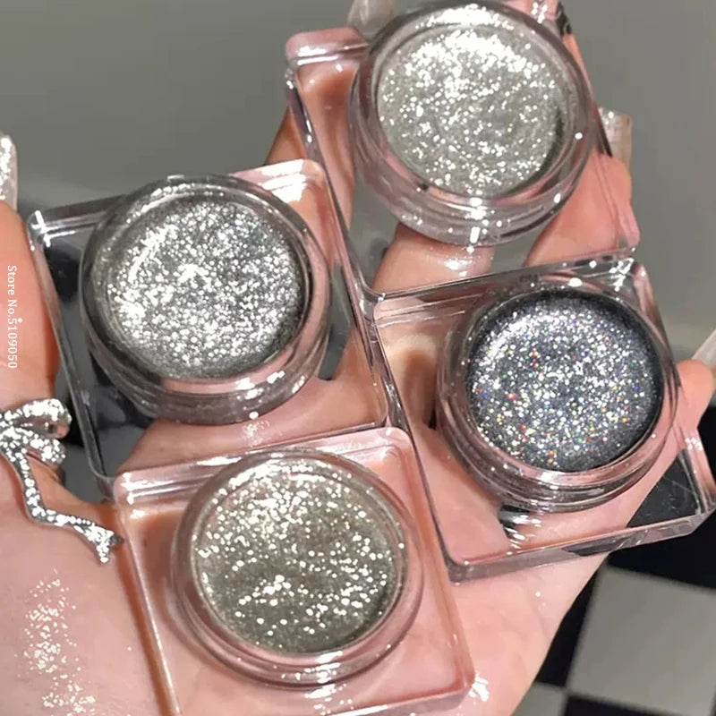 Glitter Punk Smoky Black Eyeshadow Gel Makeup Palette Metallic Dark Silver
Wet Eyes Shadow Highlighter Pearl Pigments Cosmetics