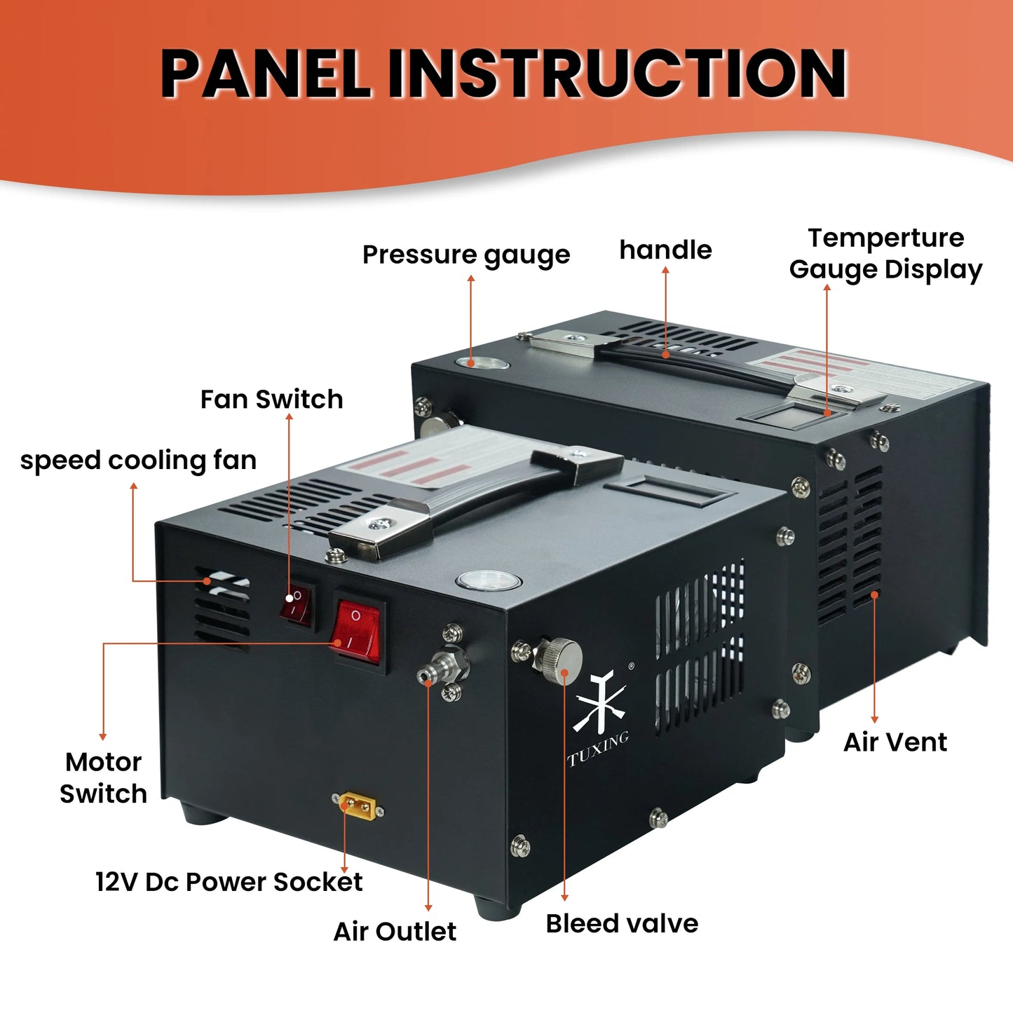 300Bar 12V PCP Air Compressor 4500Psi Portable High Pressure Compressor with Transformer for Diving Scuba Tank