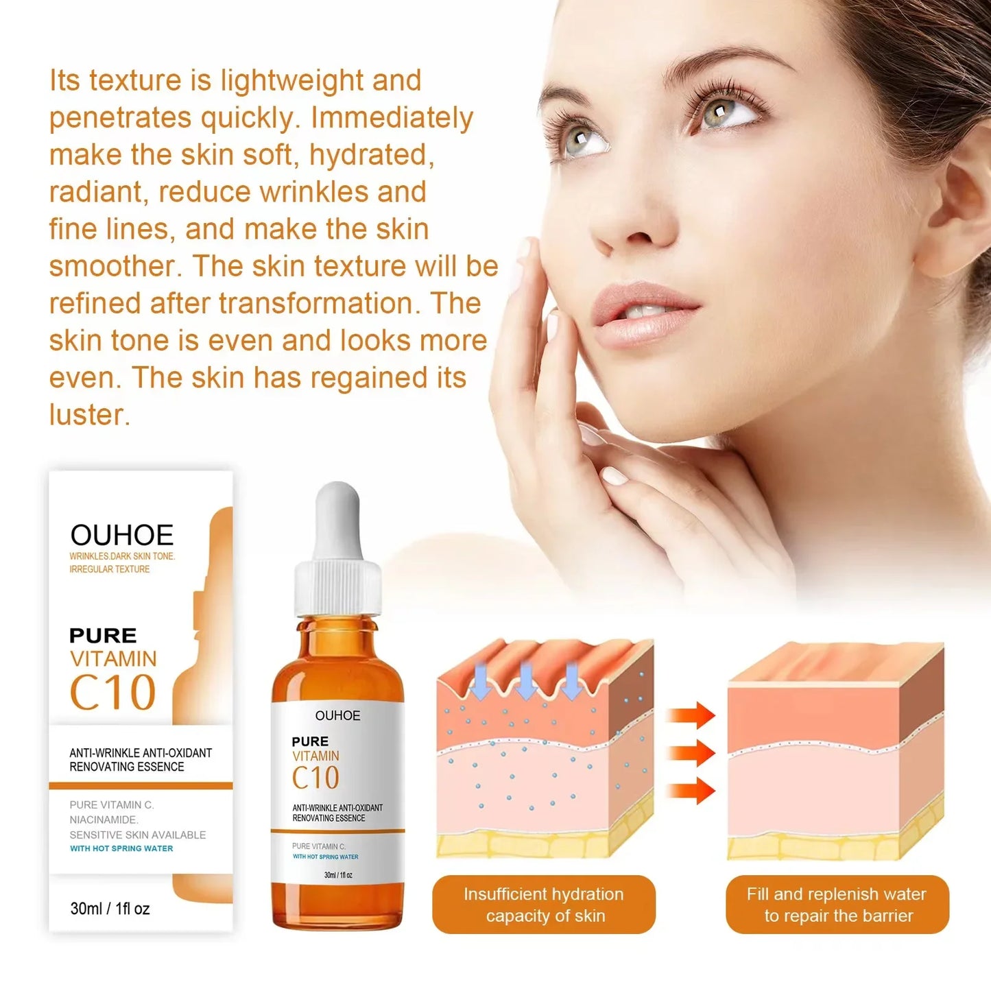 Vitamin C Wrinkle Remover Face Serum Lifting Firming Fade Fine Lines
Anti-aging Essence Whitening Brighten Nourish Skin Care