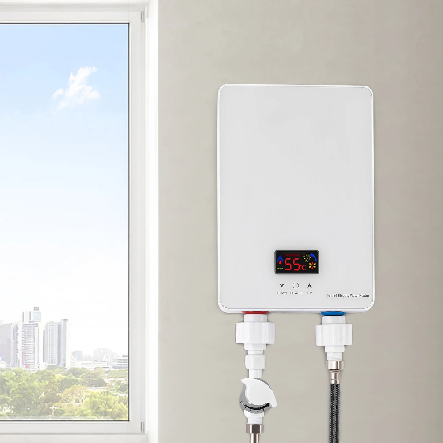 Electric Tankless Water Heater 220V 6000W with Shower Head IPX4