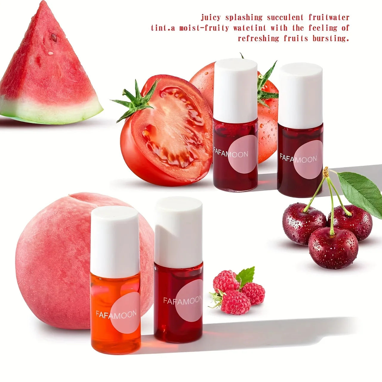 4 color Fruity Lip Tint Water Gloss Tint,Moisturizing Waterproof Liquid Lipstick ,Long-Lasting Colors