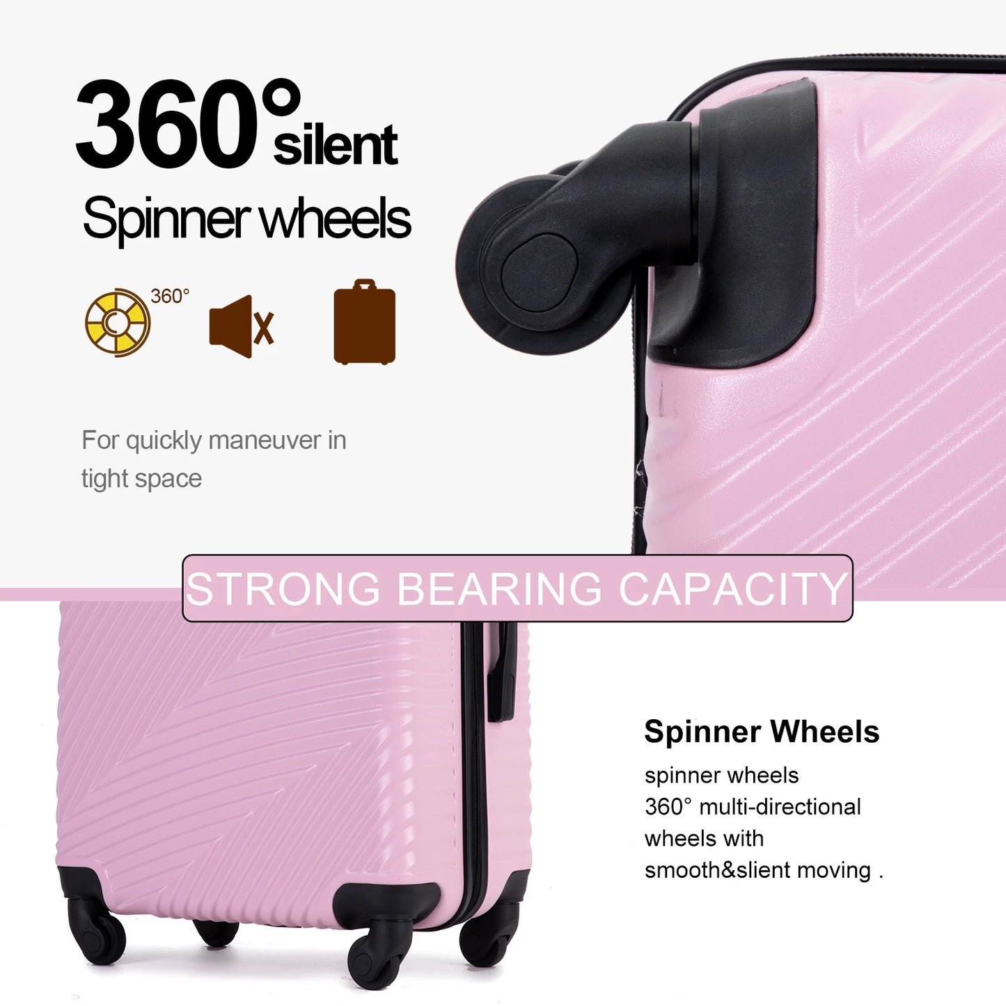 Hardshell Luggage Set,3 Piece Hardside Suitcases with Spinner Wheel
Lightweight Carry-on luggage 20" 24" 28"