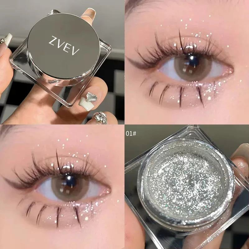 Glitter Punk Smoky Black Eyeshadow Gel Makeup Palette Metallic Dark Silver
Wet Eyes Shadow Highlighter Pearl Pigments Cosmetics
