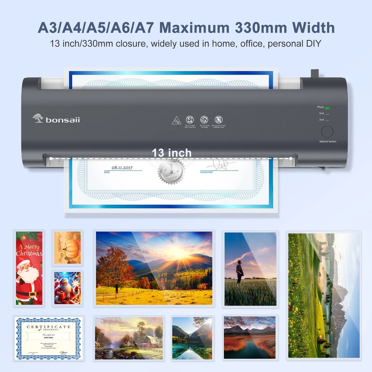13" Laminator for A3, Smart Temp, Long-Lasting Preservation,
Ideal for Home/Office/Classroom
