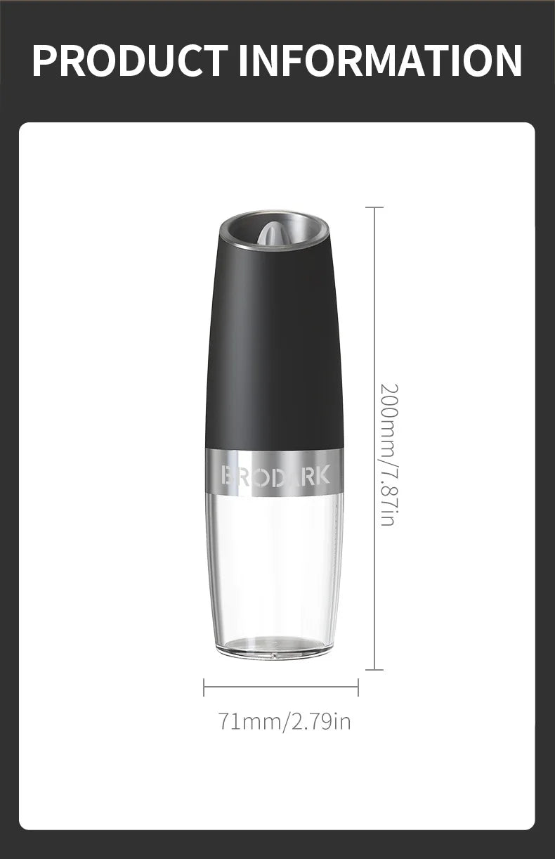 1/2pcs Gravity Electric Salt And Pepper Grinder Set,
Battery Powered LED Light One HandAutomatic Operation