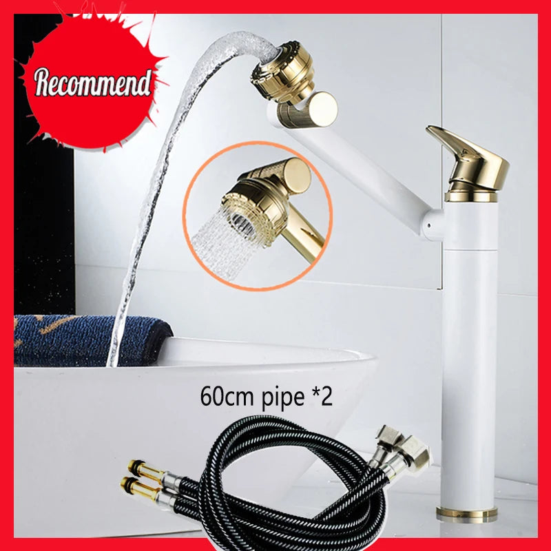 1080° Swivel Bathroom Sink Faucet Basin Faucet Mixer Deck
Mounted Splash Proof Water Tap Shower Head Aerators Tapware PIPE x 2