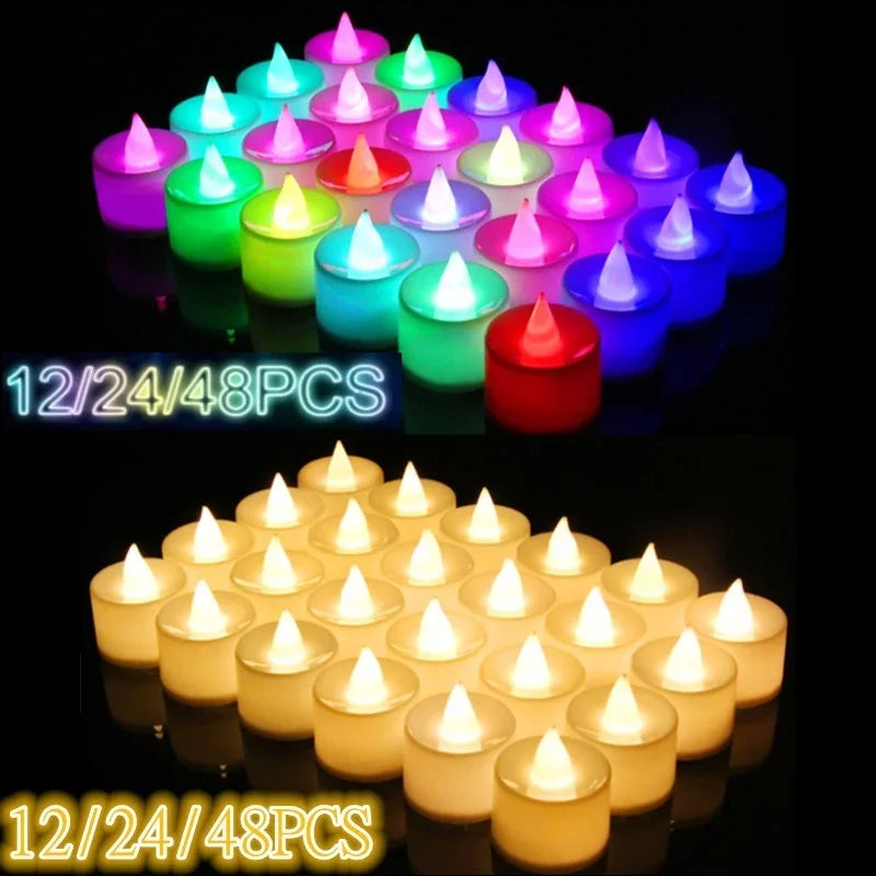 12/24/48Pcs Flameless LED Candles Lights Battery Powered