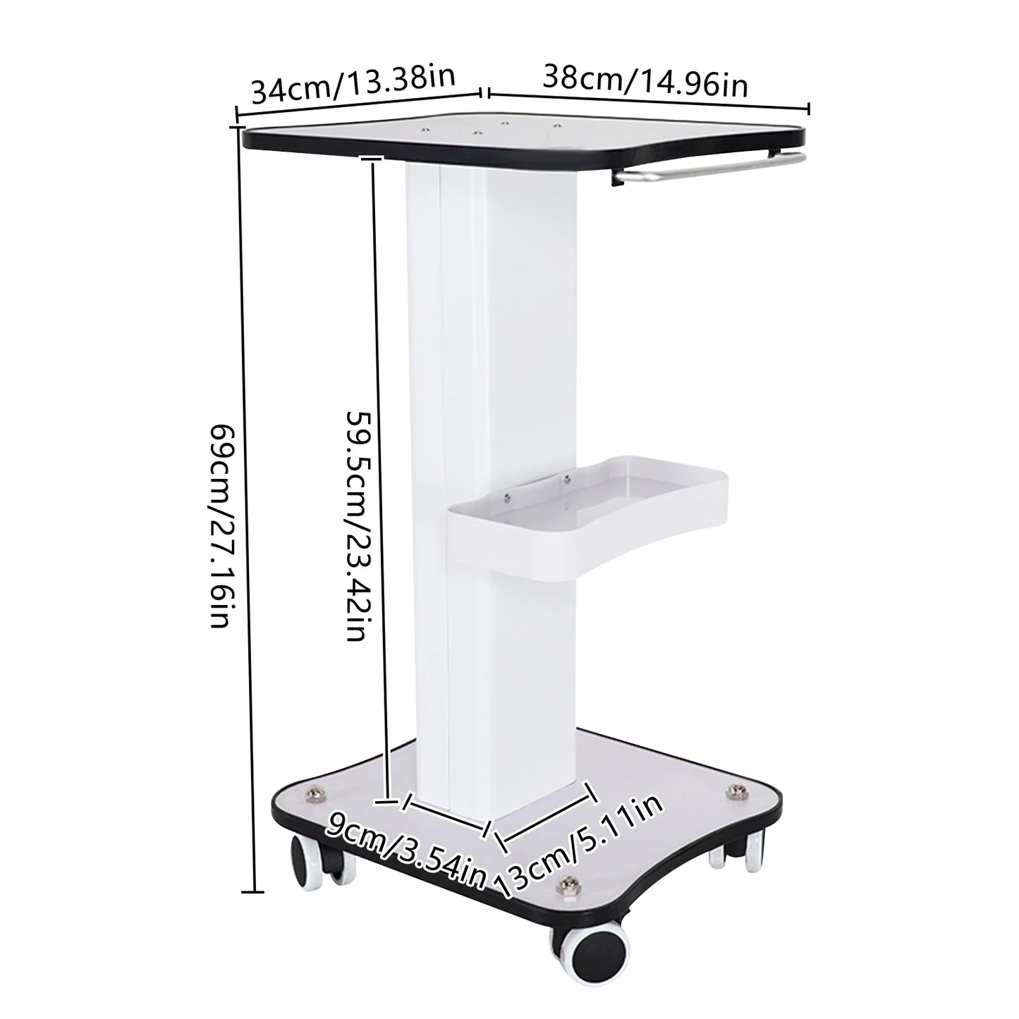Beauty Salon Stand Rolling Trolley Cart with Push Handle