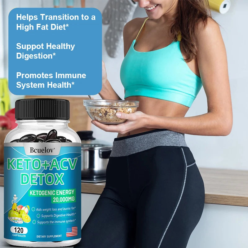 Keto + Apple Cider Vinegar Detox Capsules -
Support Immune, Digestion, Energy, Fat Burning, Weight Management, Metabolism
