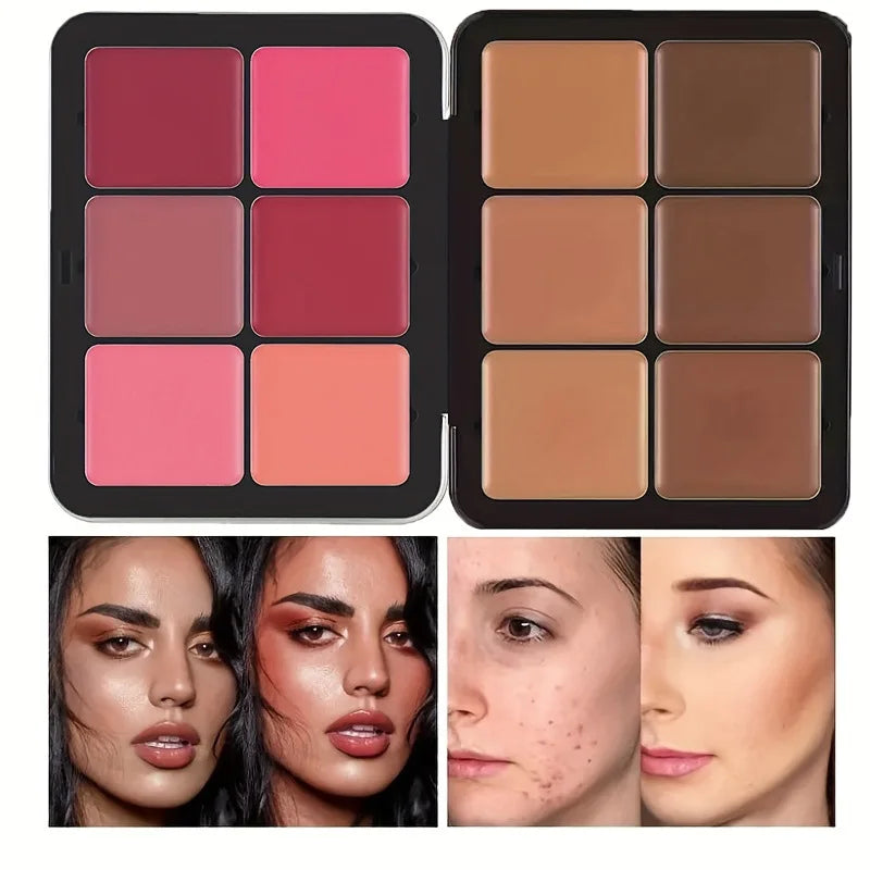 12-Color Iron Box Blusher Pallet Multi-Color Cream Blush Pallet Concealer
Contour and Highlighter Palette Makeup Blush Face