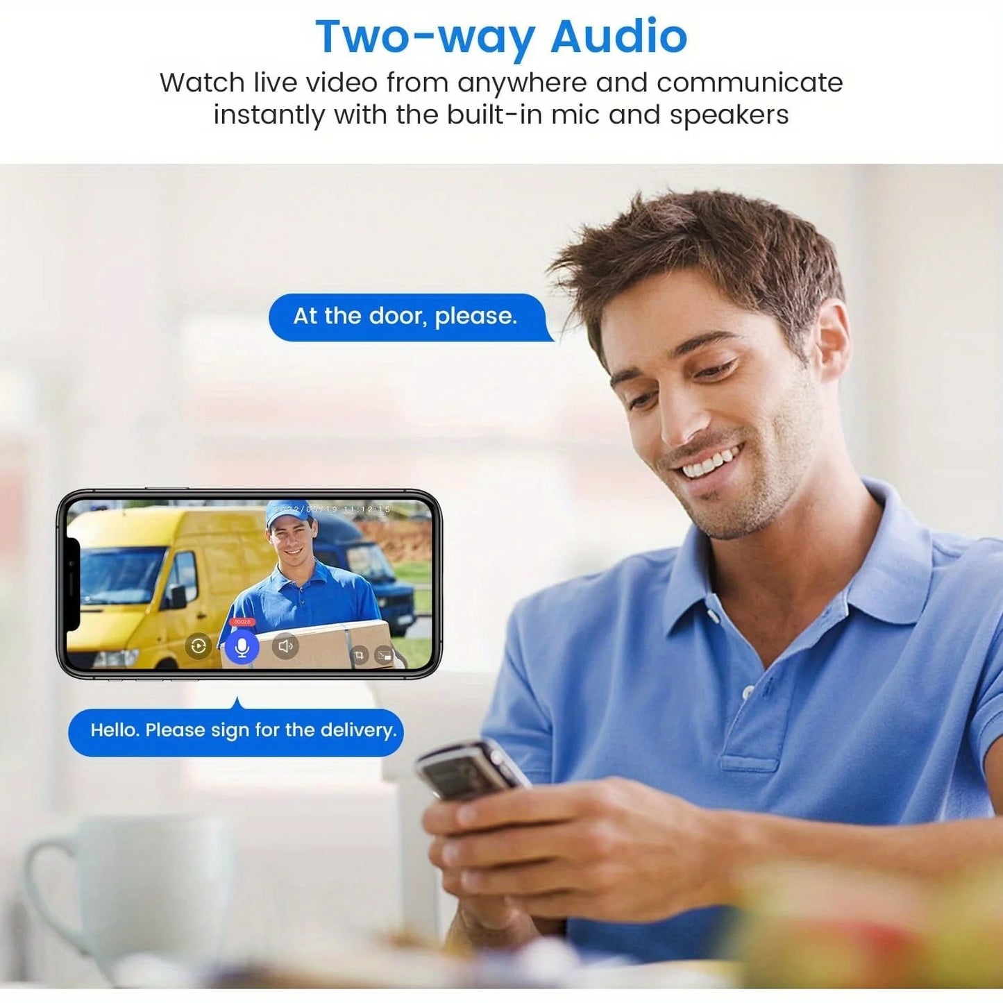 Wireless smart video doorbell 2.4GWiFi, 2-channel audio, night vision, \
SD card/cloud storage home security surveillance camera