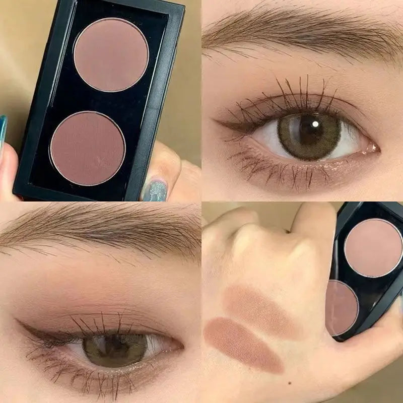 Low Saturation Olive Skin Powder Brown Two-Color Matte Eyeshadow Tray Monochrome