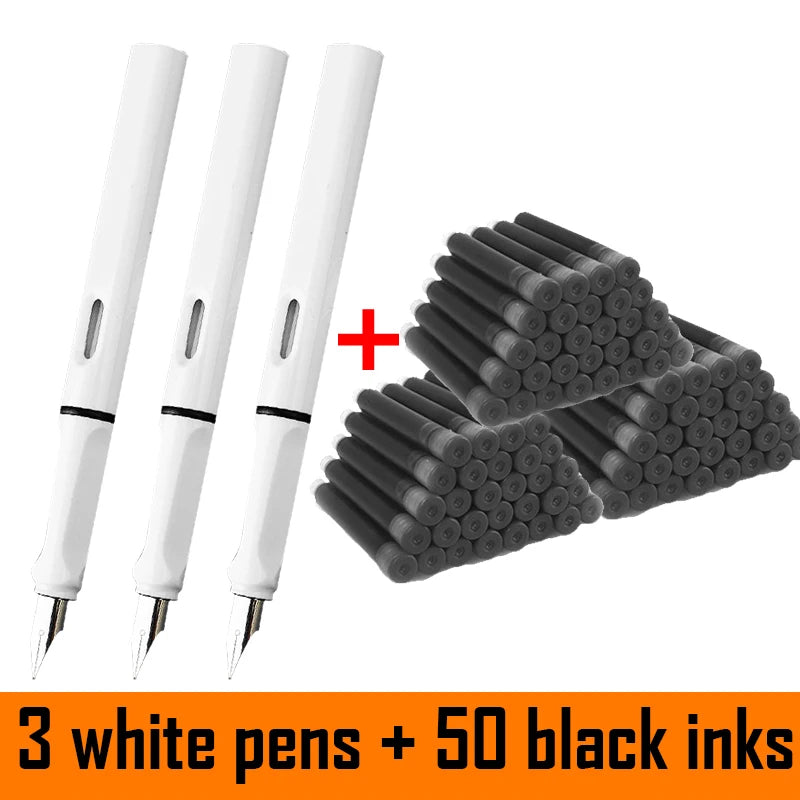 53Pcs Fountain Pen Replaceable Ink Set Black/Blue/Red ink 0.3 Writing Supplies