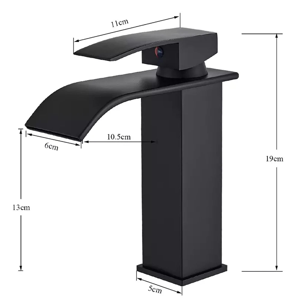 Black Waterfall Bathroom Faucet Basin Vanity Vessel Sinks Mixer Tap Cold And Hot Water