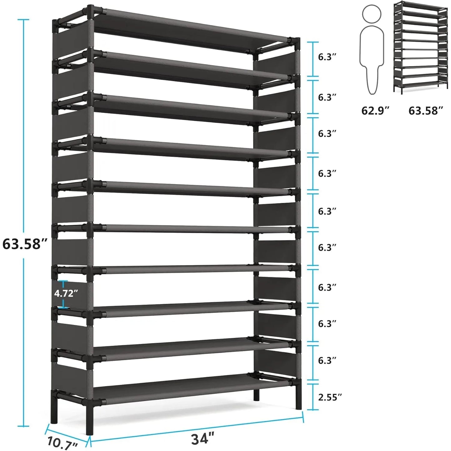 Multi-layer storage Large Capacity Organizer Shoe Shelf for 50 Pair, Versatile usage
