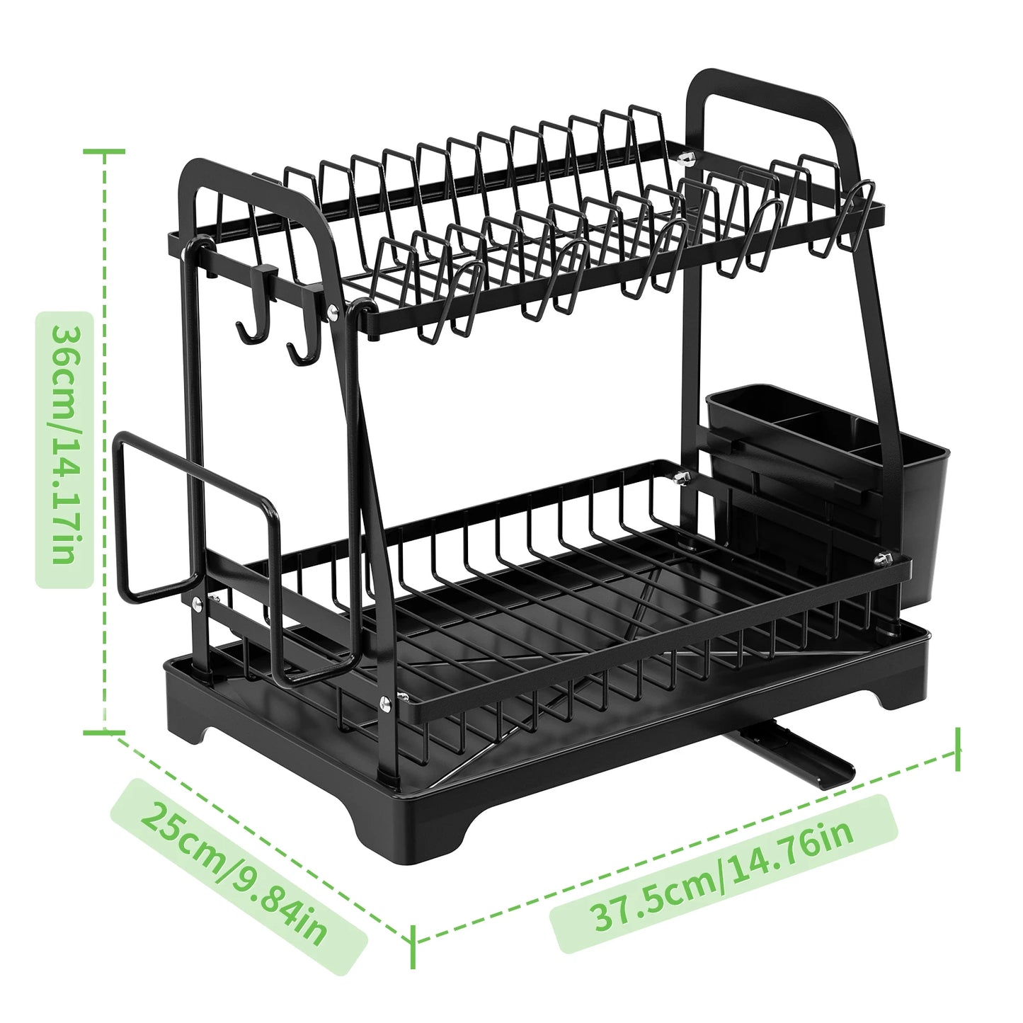 2 Tier Large Dish Drying Rack For Kitchen Counter