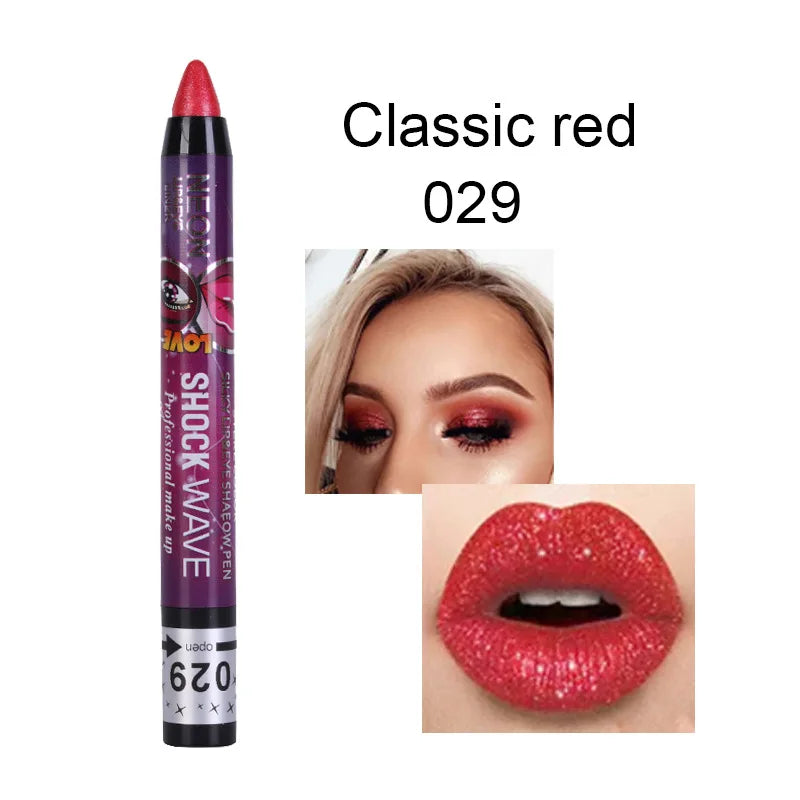 2 In 1 Eyeshadow Lipstick Stick Pencil
Waterproof Glitter Matte Eye Shadow Makeup Pigment Eyeshadow Pen