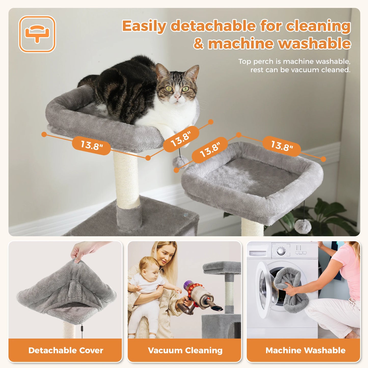 Large Cat Tree Tall Cat Tower for Indoor Cats
Multi-Level Plush Cat Condo with Scratching Posts Scratching Boards Perches Caves