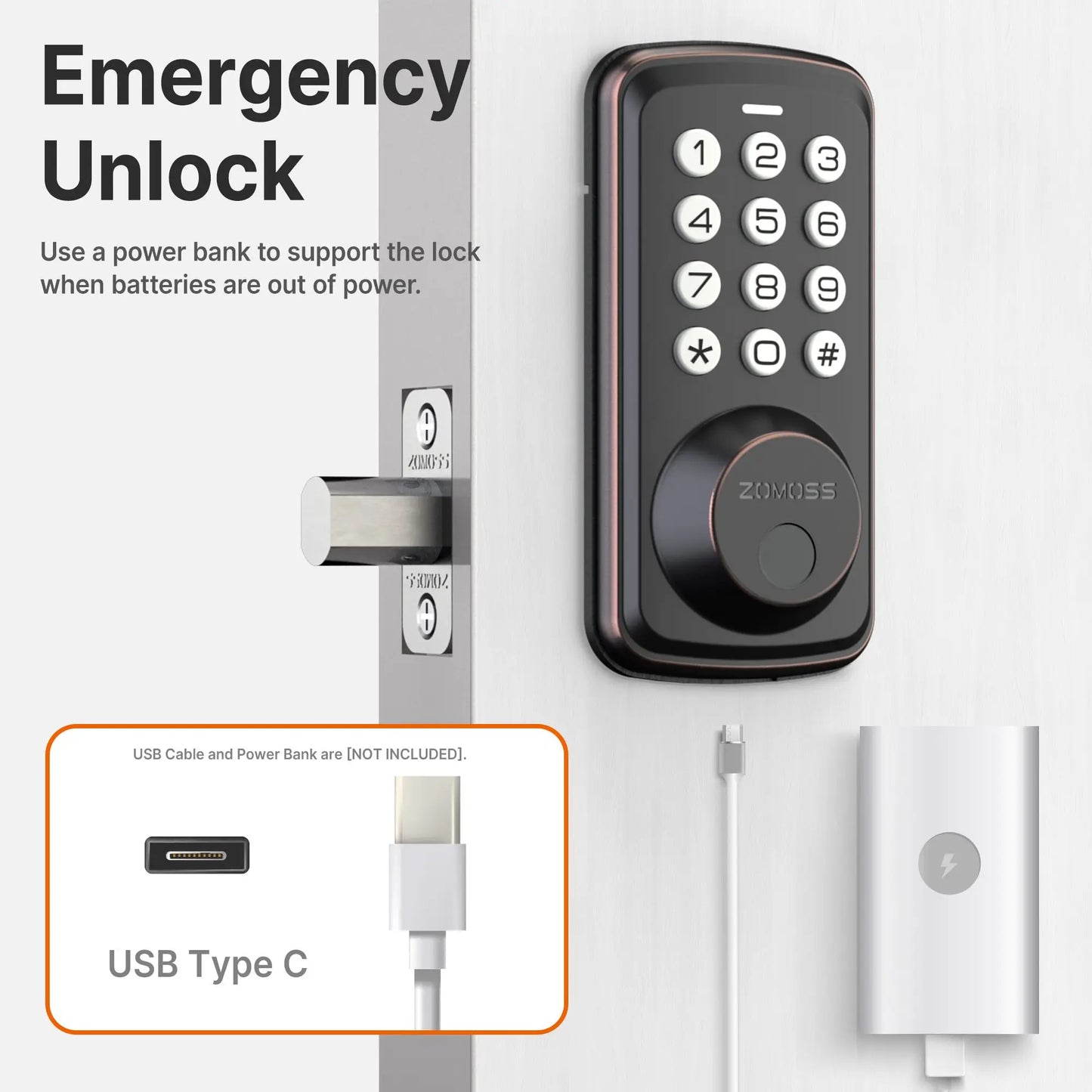 Fingerprint Keyless Entry Door Lock Deadbolt
Two Back-up Keys, 20 Touch Locking And 20 User Codes, No handle