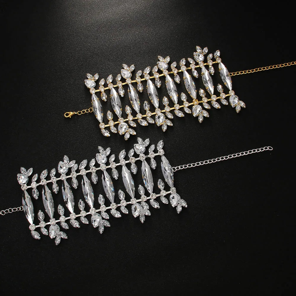 Exaggerated Crystal Cuff Bangle Drag Queen for Women Club
Hollow Wrap Wrist Rhinestone Open Bracelet Chain Party