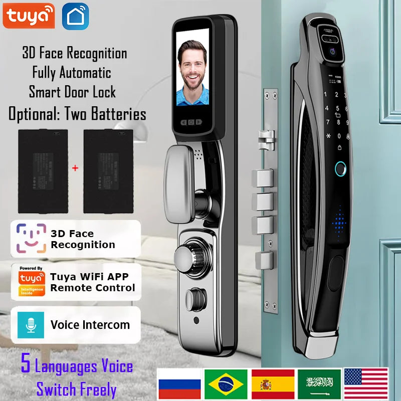 Face Recognition Smart Door Lock With Camera Video Call Voice Intercom Digital Door Lock Automatic Door Lock