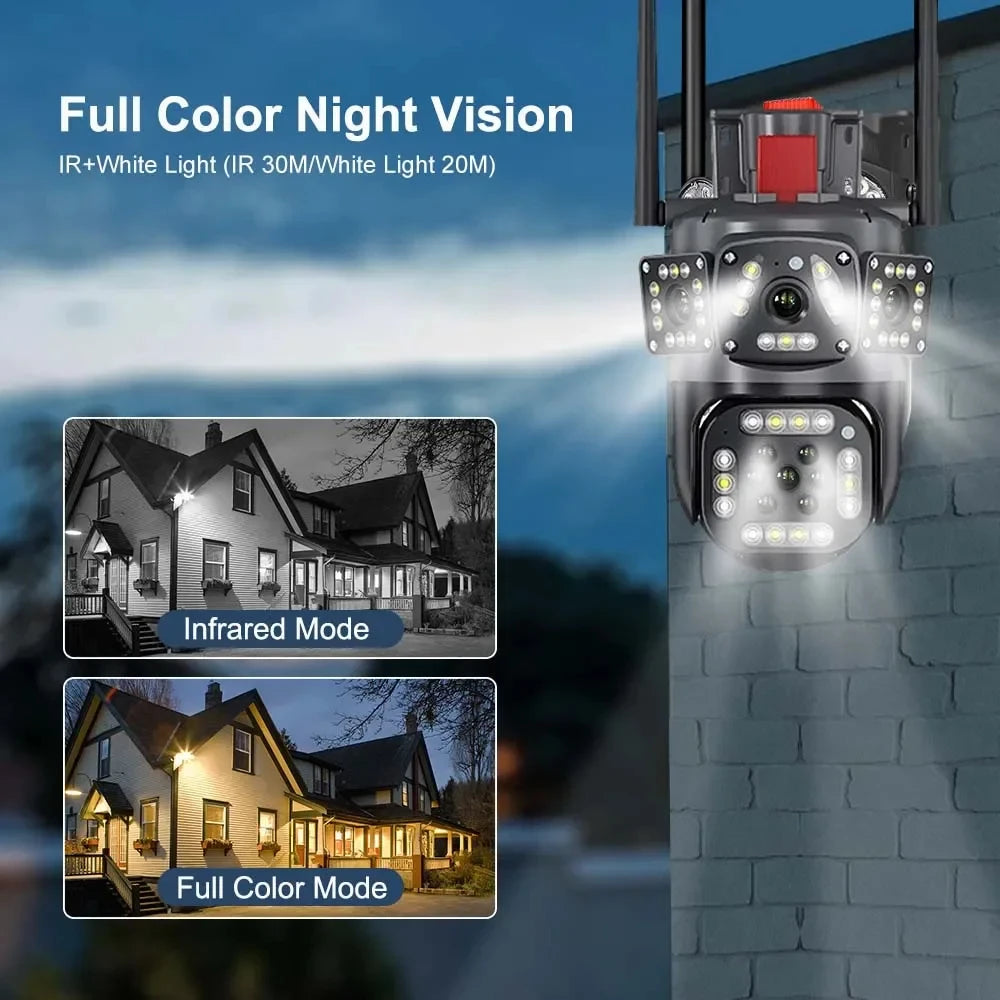 4K Dual Lens Screen Camera Outdoor Three Screens
Protection Motion Detection Outdoor IP CCTV Surveillance Cameras
