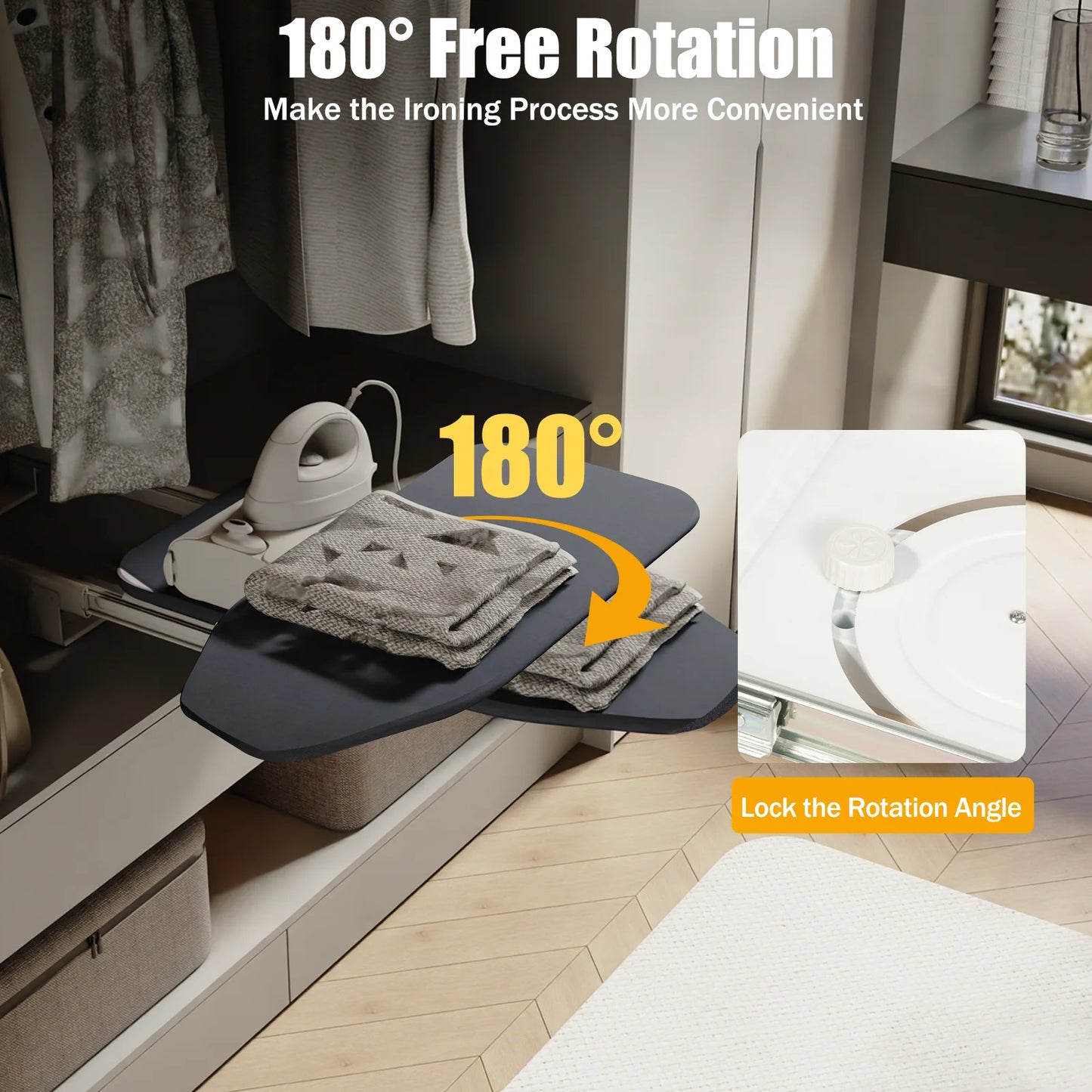 Foldable Ironing Board, Cabinet Mount,
Push-Pull Sturdy Metal Frame 80x29.5cm / 31.5x11.6in (Gray)