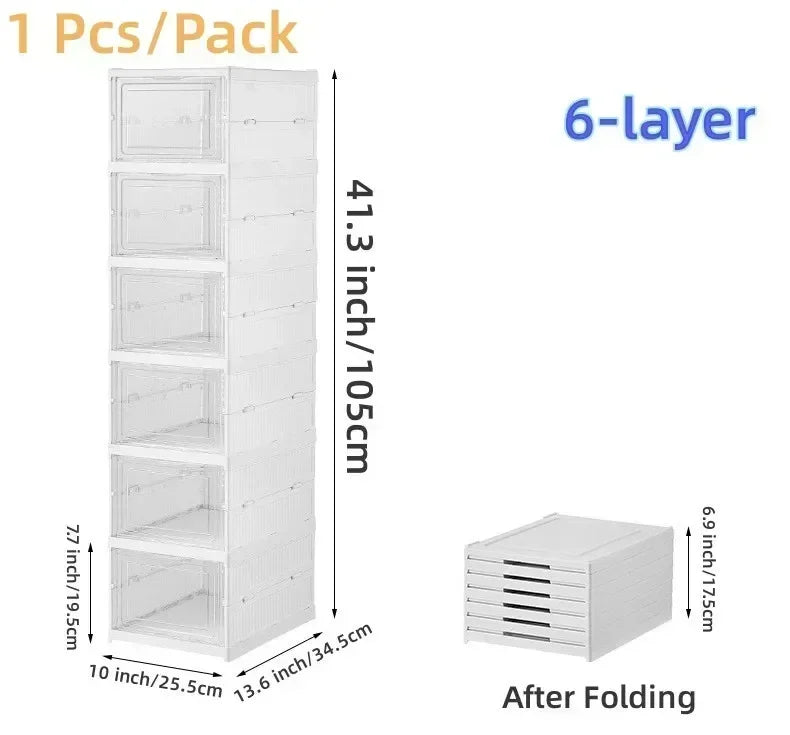 6 Layers Shoes Box Foldable Transparent Sneaker Shoe Storage Organizers