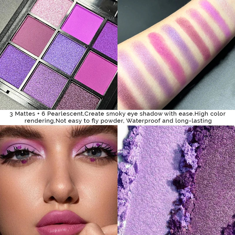 Eyeshadow Palette Purple Glitter Pearlescent Matte Eye Shadow Shimmer