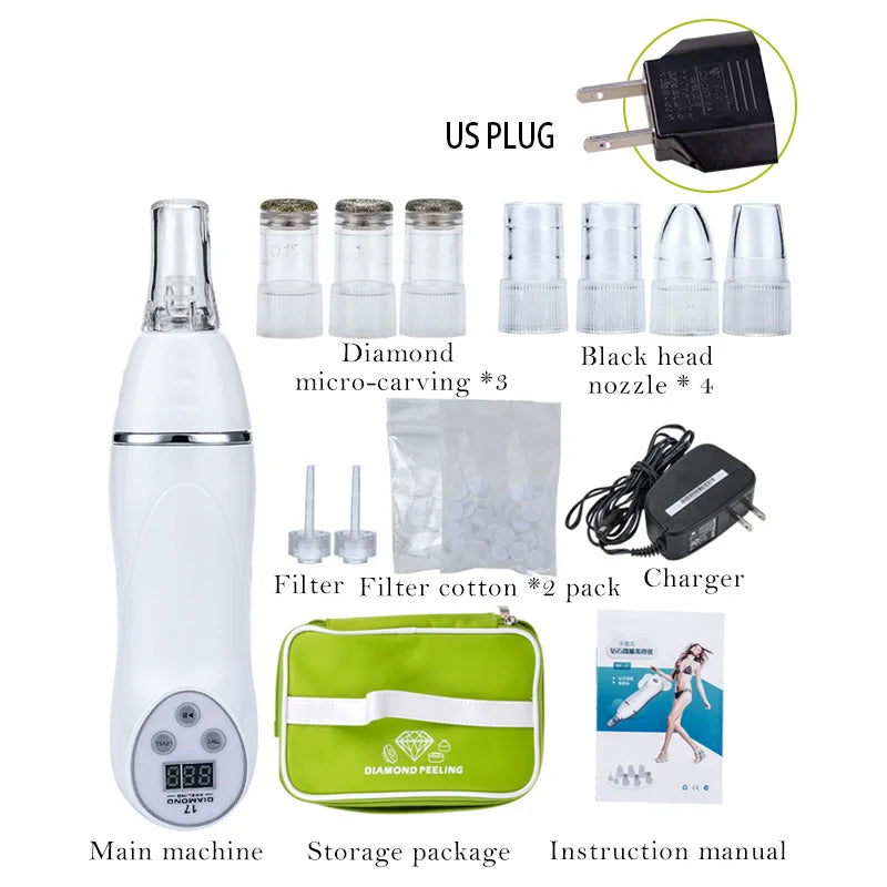 Microdermabrasion Machine Vacuum Blackhead Acne Remove Face Cleaning Skin Peel
Diamond Dermabrasion Facial Pore Cleaner Equipment