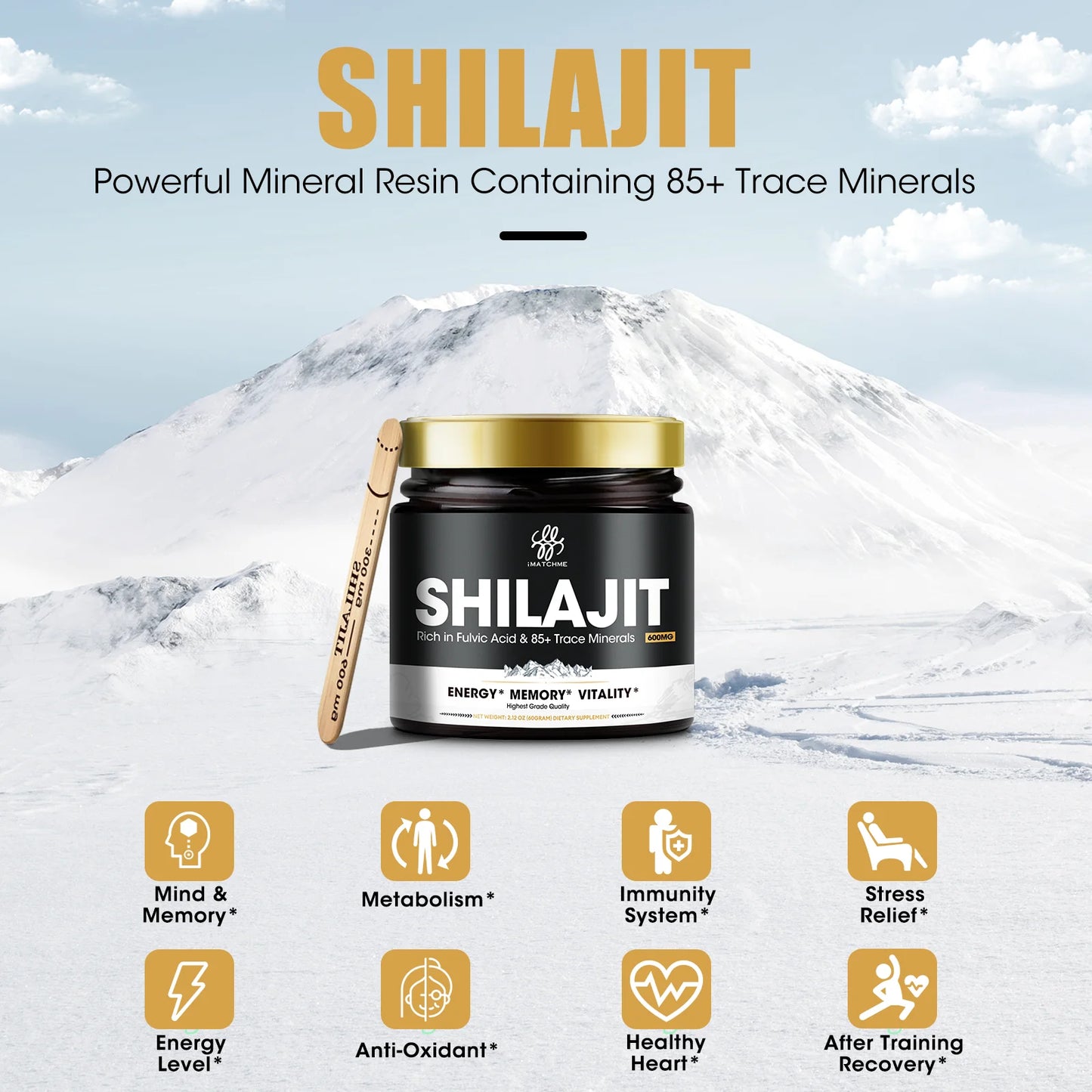 Pure Shilajit Supplement for Men & Women –
85+ Trace Minerals & Fulvic Acid - Energy, Brain, Immunity – Himalaya Shilajit Resin