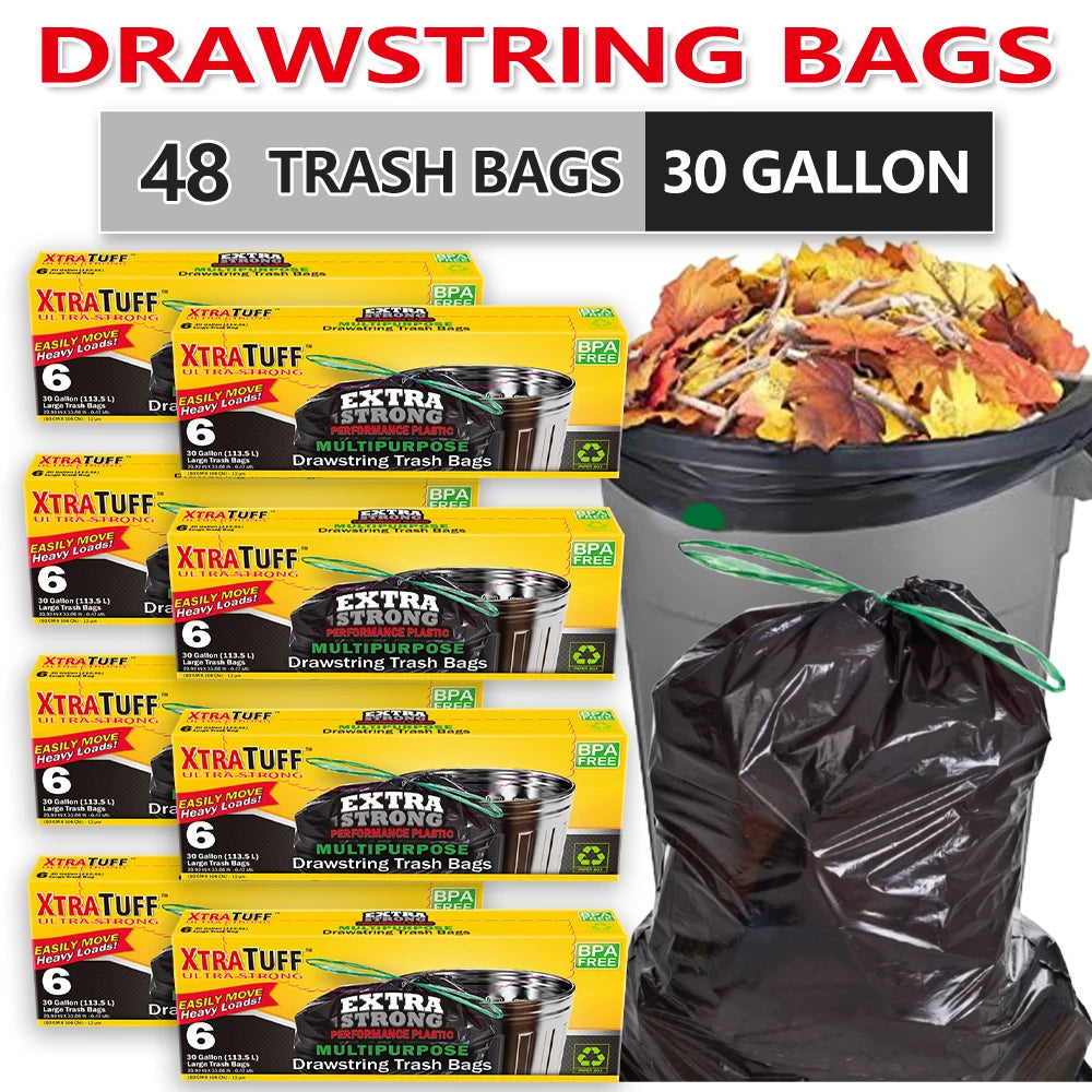 Large 30 Gallon Kitchen Drawstring Bags