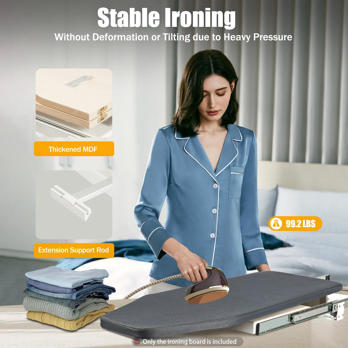 Foldable Ironing Board, Cabinet Mount,
Push-Pull Sturdy Metal Frame 80x29.5cm / 31.5x11.6in (Gray)