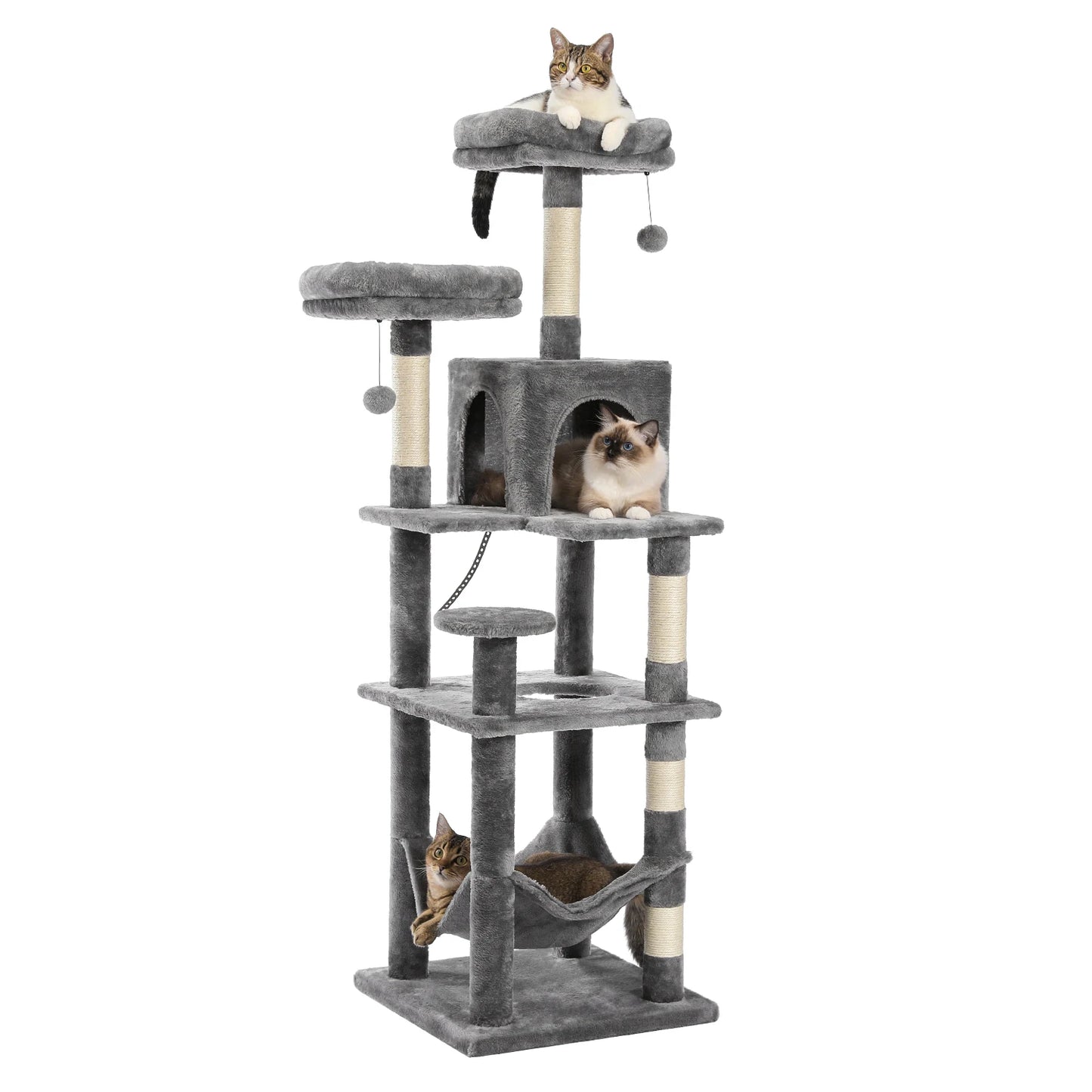 Large Cat Tree Tall Cat Tower for Indoor Cats
Multi-Level Plush Cat Condo with Scratching Posts Scratching Boards Perches Caves