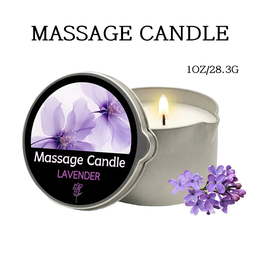 Massage Candle -Essential Oil- Six different scents , 1oz/2oz Melts into Warm Massage Oil -
Sensual Massage Candle, Pour Spout