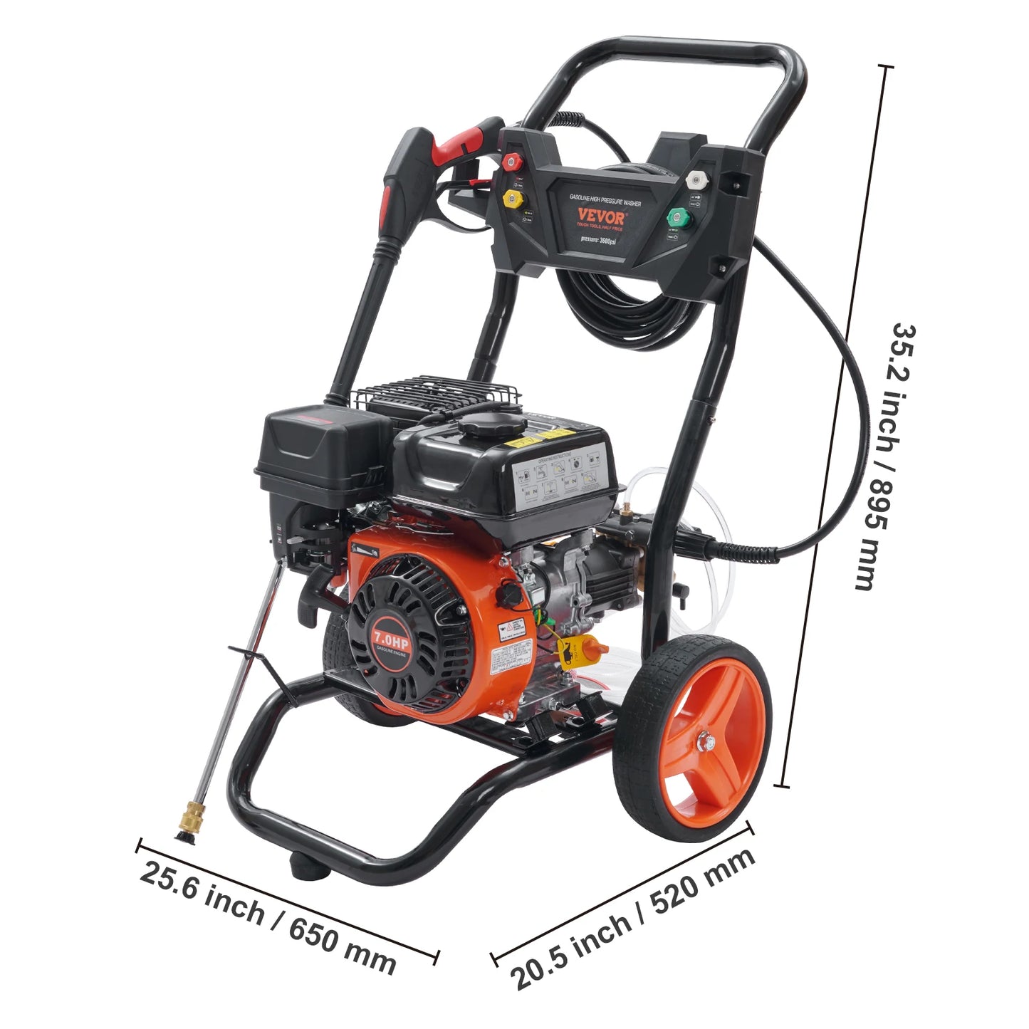 Gas Pressure Washer 3600 PSI 2.6 GPM with Copper Pump Spray Gun
and Extension Wand 5 Nozzles