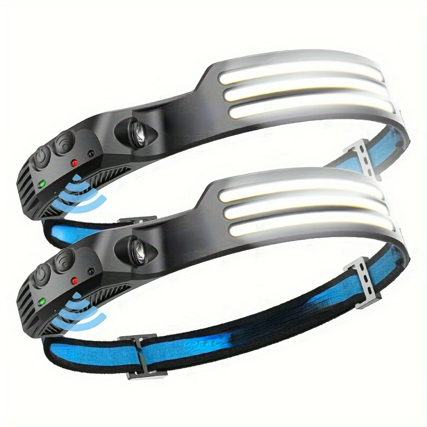 LED Headlamp - Rechargeable and Waterproof with 230°Wide Angle, 3*White Light - 2 Pack for Outdoor Activit