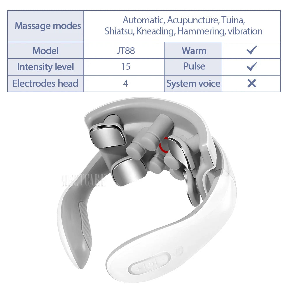 TENS Back Neck Massager, Heated Wireless Shoulder Massage,
