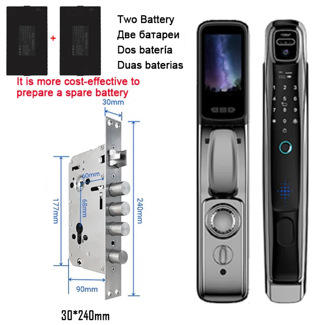 Face Recognition Smart Door Lock With Camera Video Call Voice Intercom Digital Door Lock Automatic Door Lock