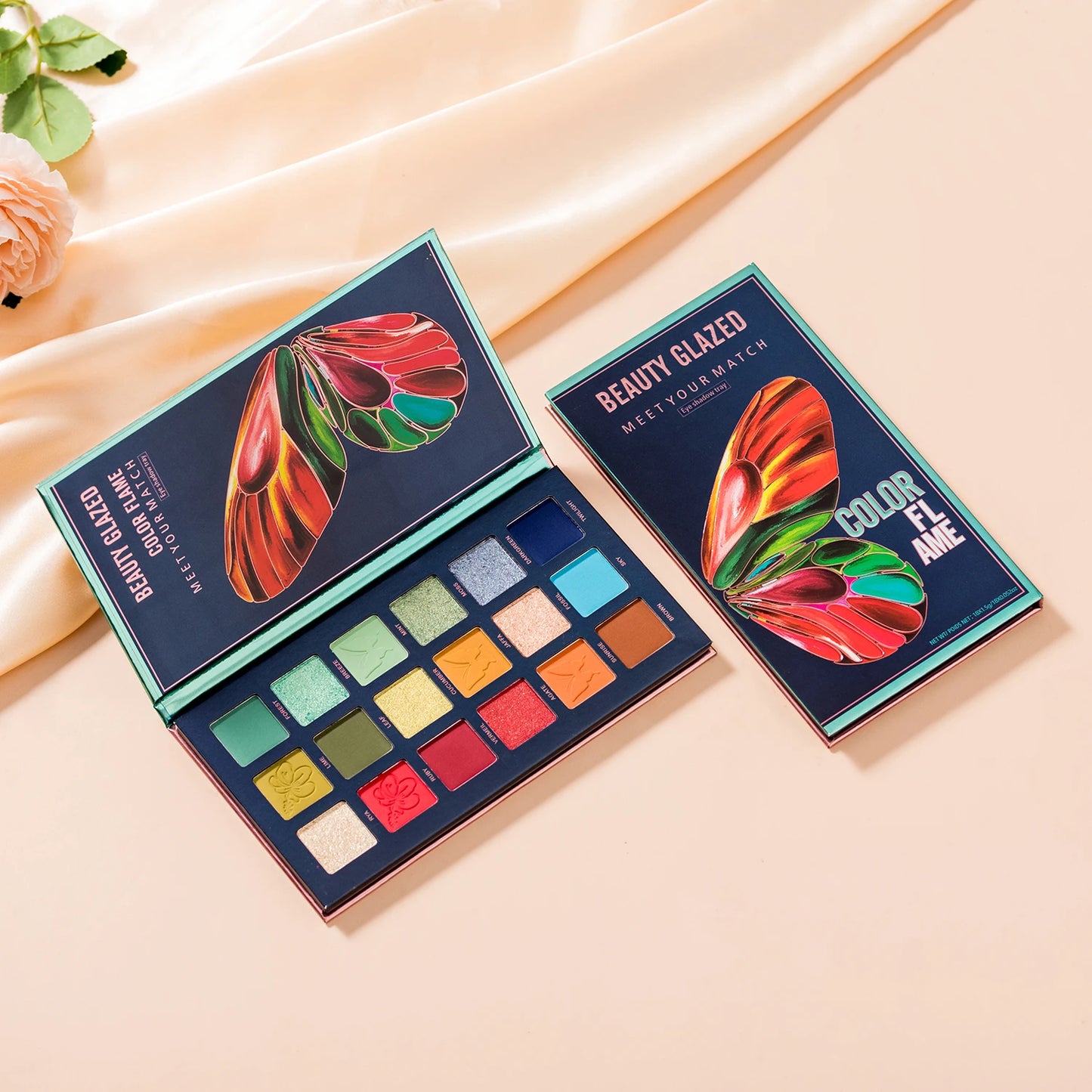 18 Color Eyeshadow Palette, Natural Matte Shimmer Metallic Satin Finish Eyeshadow
