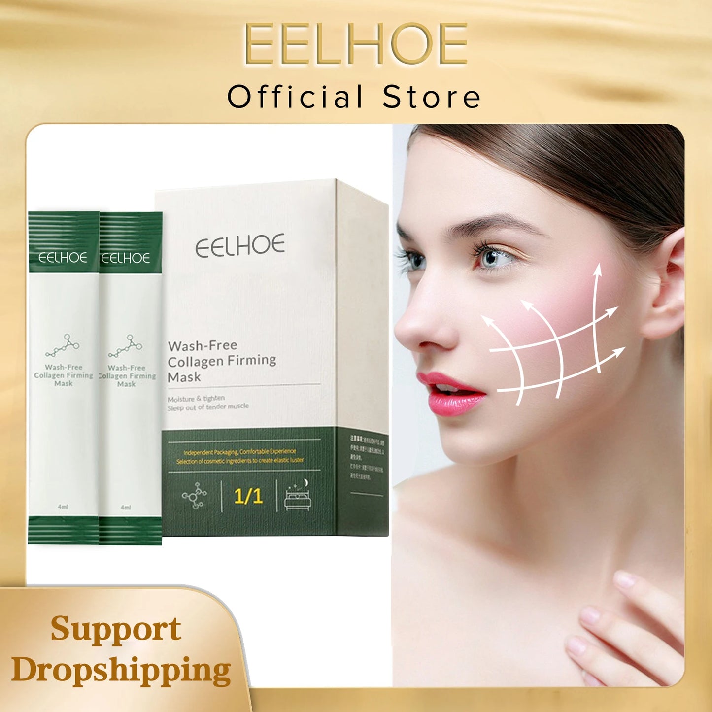20pcs Korean Collagen Firming Mask Protein
Anti-Aging Hydrating Frozen Wash-Free Face Sleeping Masks for Women Men