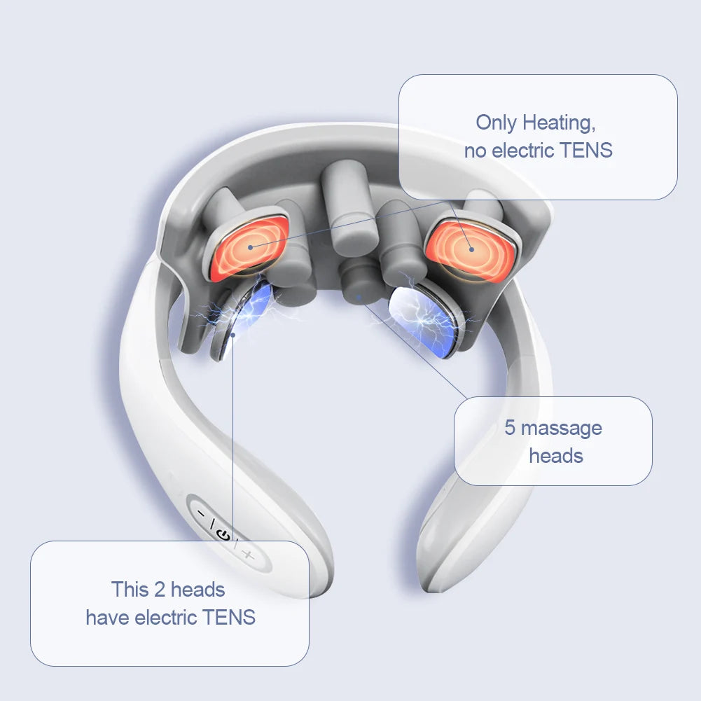 Wireless Neck Massager with Heating TENS Pulse Cervical Muscle Massage, Shoulder Pain Relief