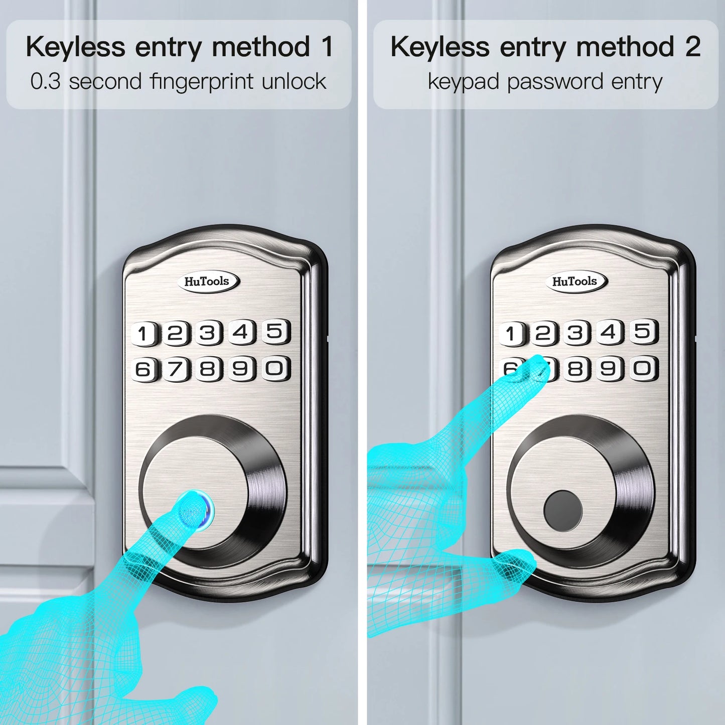 Easy To Install Black/silver Smart Fingerprint Key Lock Fingerprint Password Lock Suitable(No handle)