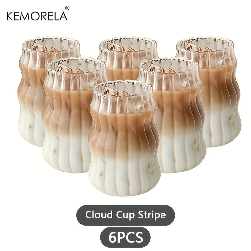 2/4/6PCS INS Glass Cup Heat-resistant Tumbler Drinkware
Transparent Tea Juice Milk Coffee Mug Home Water Glasses Stripe Beer Mug