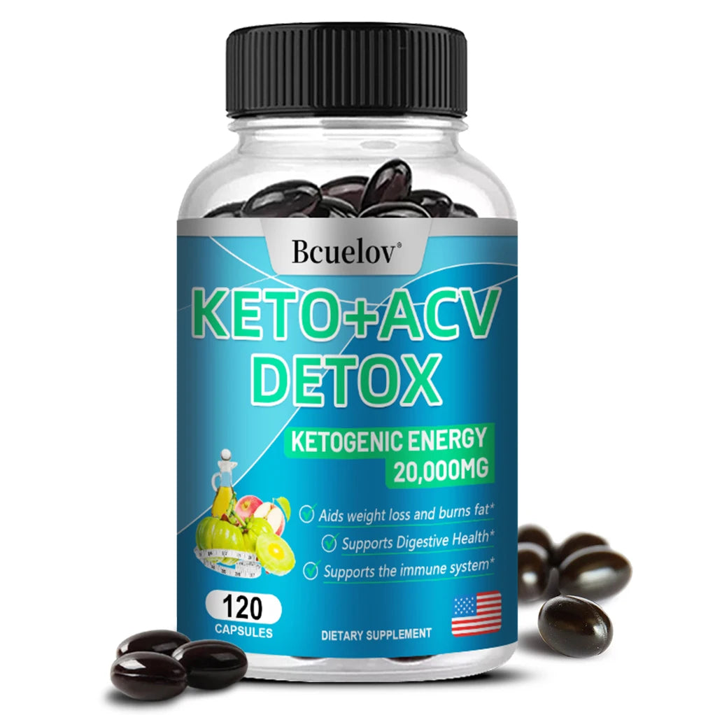 Keto + Apple Cider Vinegar Detox Capsules -
Support Immune, Digestion, Energy, Fat Burning, Weight Management, Metabolism