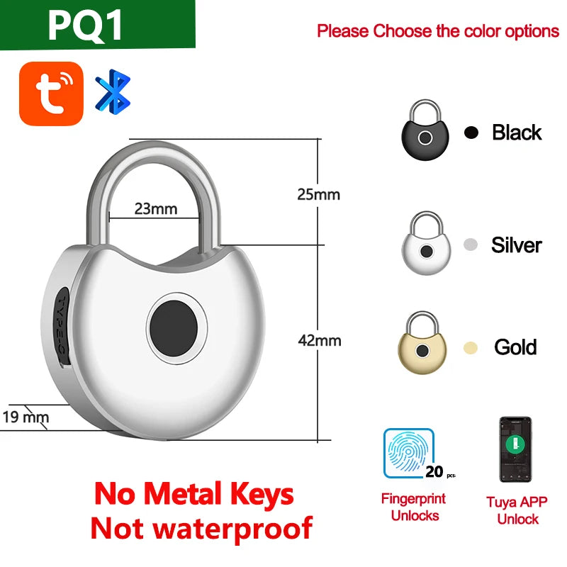 Smart Padlock Fingerprint Waterproof USB Charging Quick Identification Unlock Sensor High Quality P70/P55/PQ1