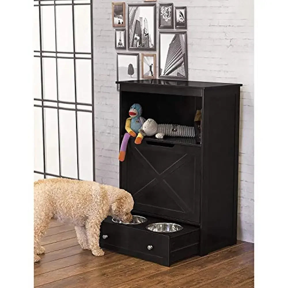 Elevated Windsor Pet Feeder Station with Two Storage Drawers
Stainless Steel Bowls Large Dog Food Storage Open Shelf Easy
