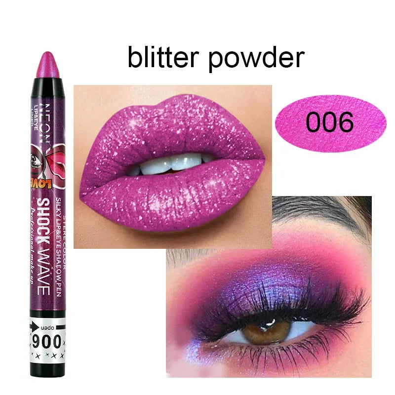 2 In 1 Eyeshadow Lipstick Stick Pencil
Waterproof Glitter Matte Eye Shadow Makeup Pigment Eyeshadow Pen