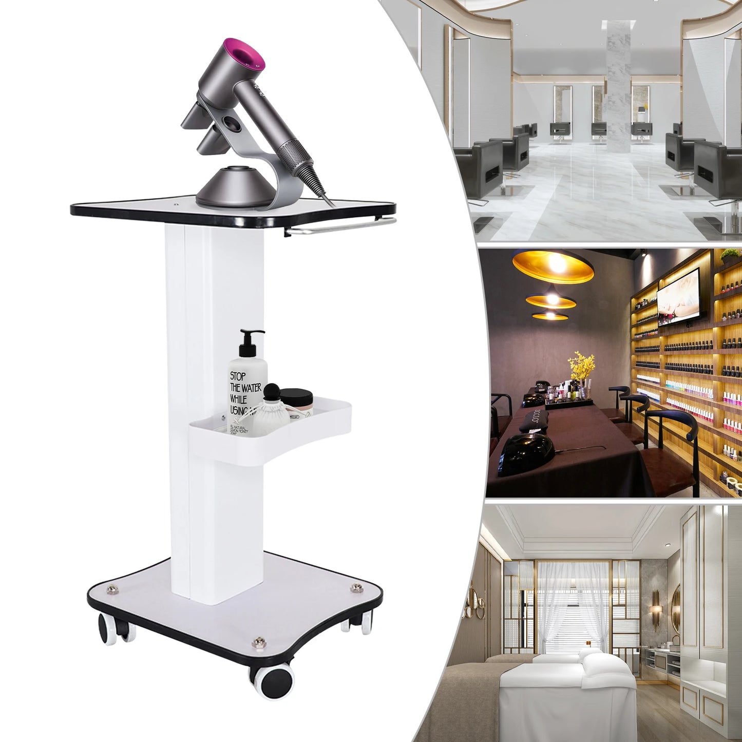 Beauty Salon Stand Rolling Trolley Cart with Push Handle